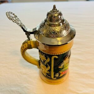 Ornate Silver and Yellow Decorative Mug